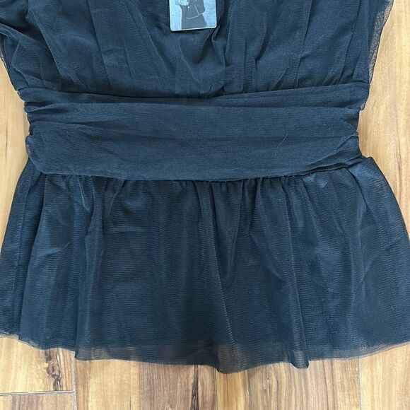 NEW Sincerely Jules Black One Shoulder Fancy Top - Picture 4 of 8